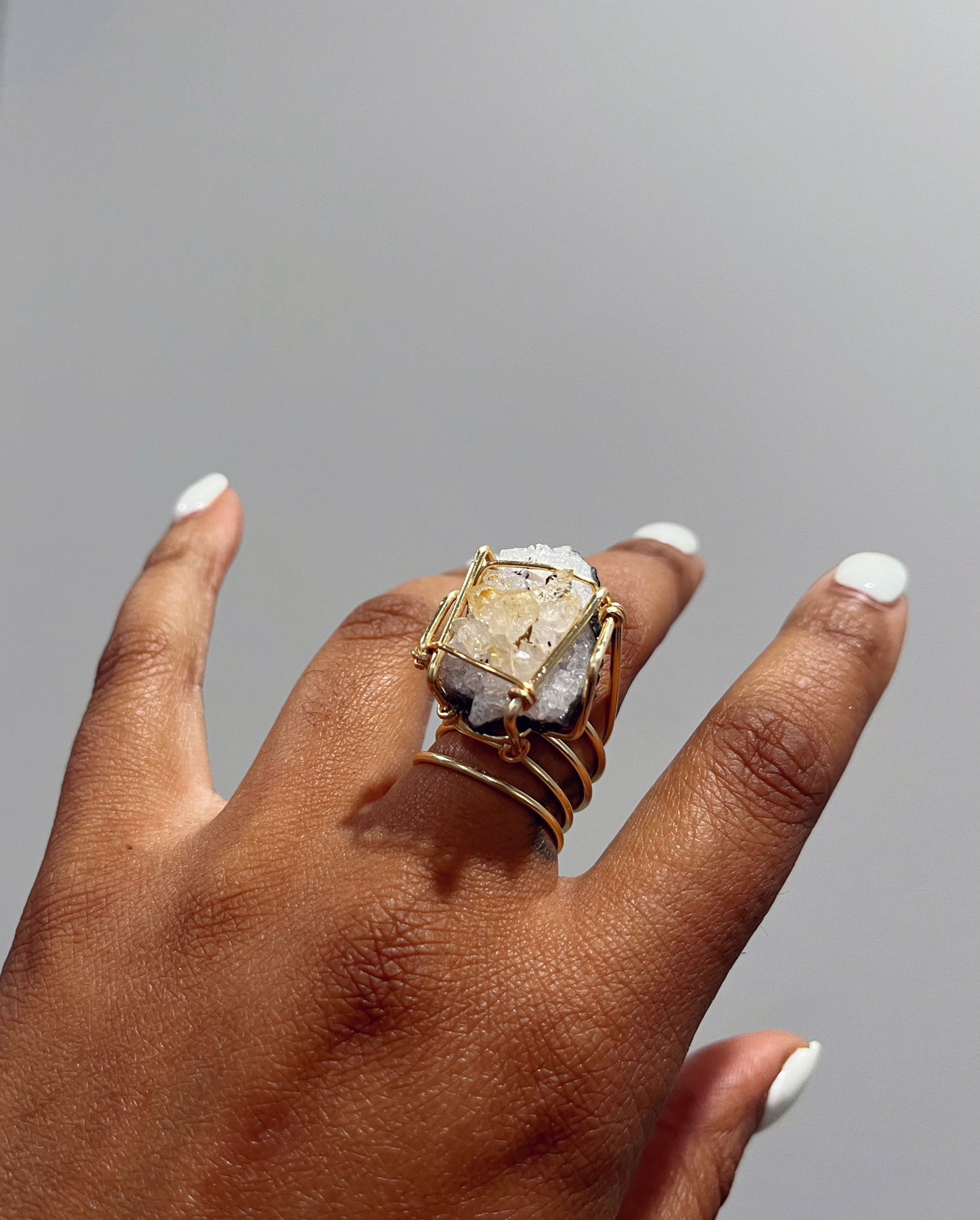 Citrine cluster Ring 4