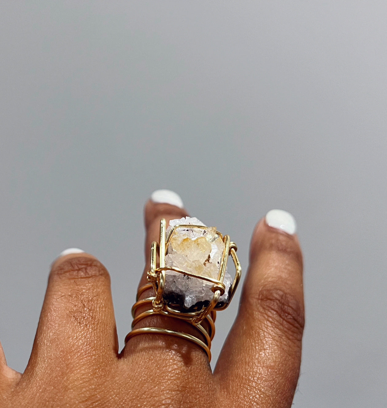 Citrine cluster Ring 4