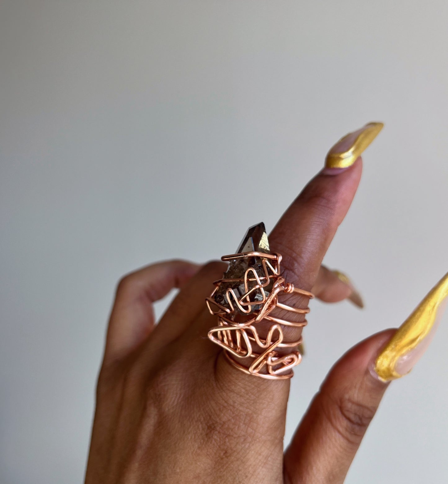 Smokey Quartz wand ring